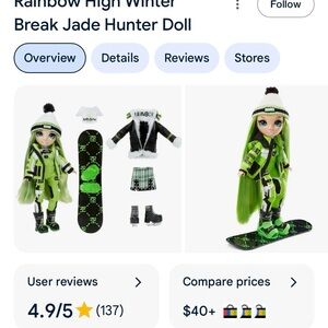 Rainbow High Winter Break Jade Hunter Doll with Green Accessories
